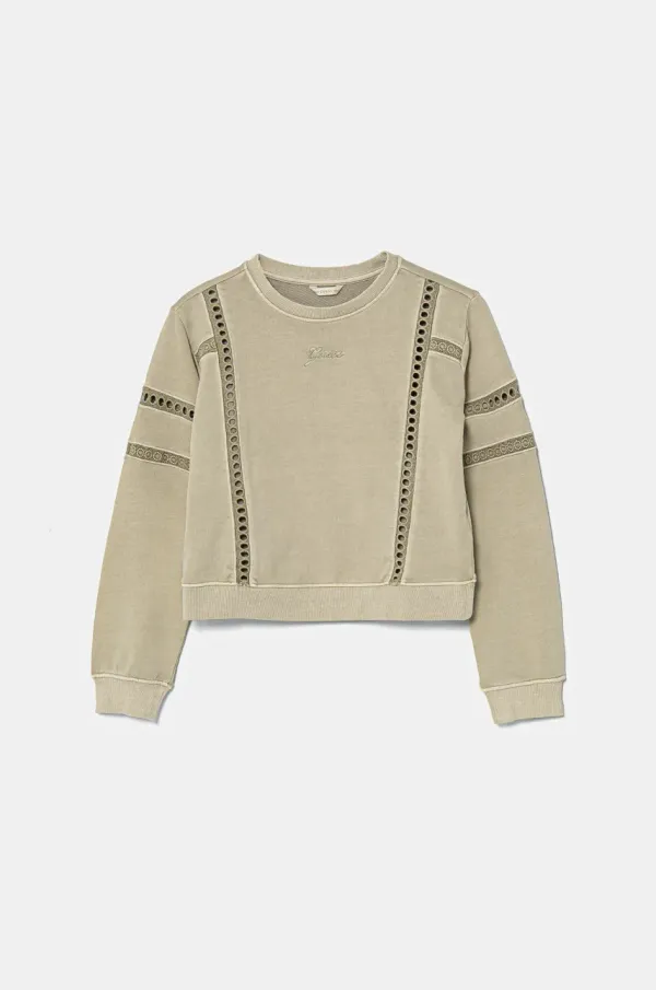 Guess Dječja pamučna dukserica Guess boja: zelena, s aplikacijom, J5RQ08 KAD74