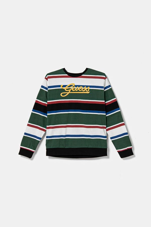 Guess Dječja pamučna dukserica Guess boja: zelena, s uzorkom, L5RQ10 KC334