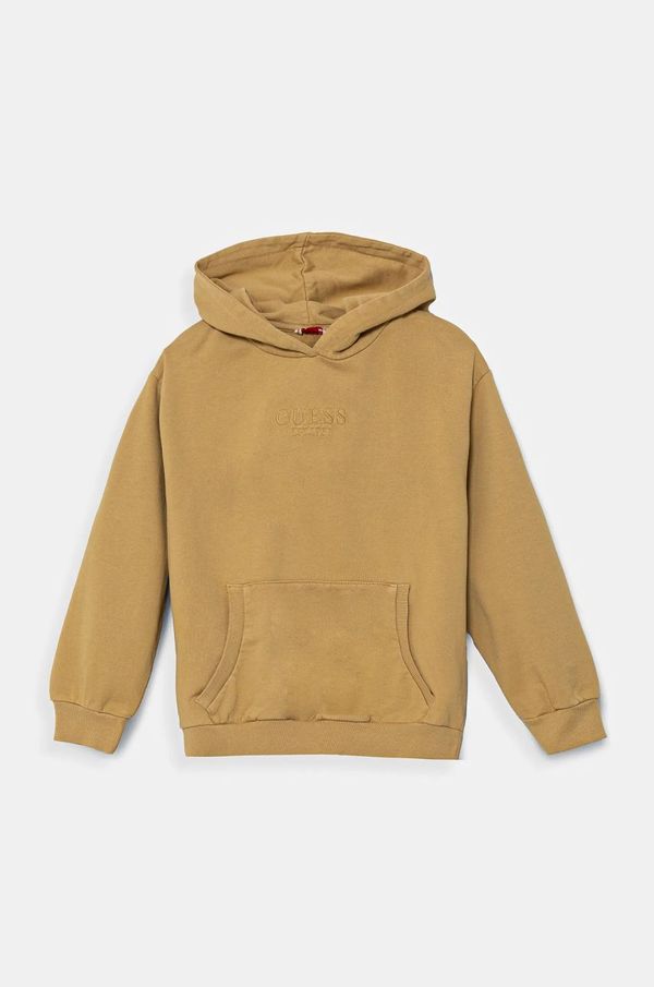 Guess Dječja pamučna dukserica Guess boja: žuta, s kapuljačom, s aplikacijom, L5RQ17 KAD74