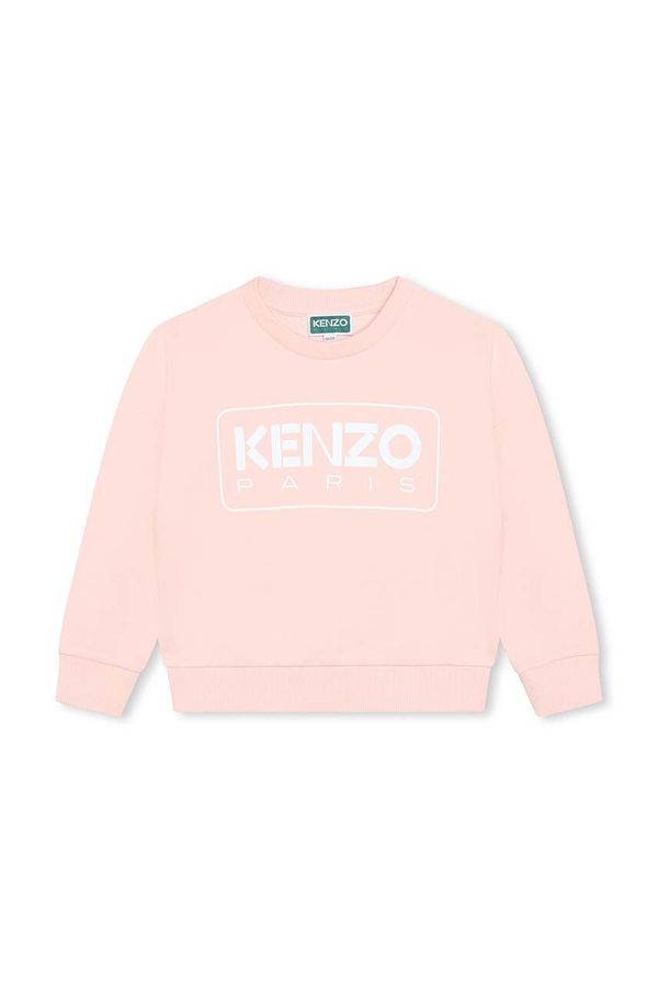 Kenzo kids Dječja pamučna dukserica Kenzo Kids boja: ružičasta, s tiskom