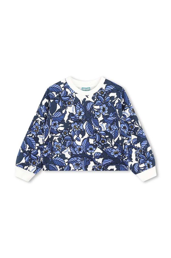 Kenzo kids Dječja pamučna dukserica Kenzo Kids boja: tamno plava, s uzorkom, K60695