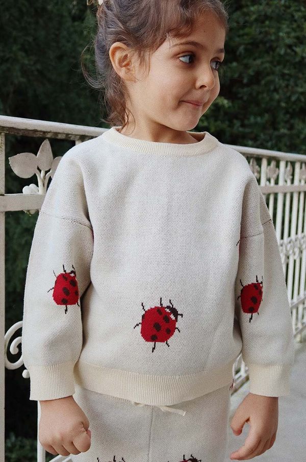 Konges Sløjd Dječja pamučna dukserica Konges Sløjd LAPIS KNIT BLOUSE boja: bež, s uzorkom, KS101551