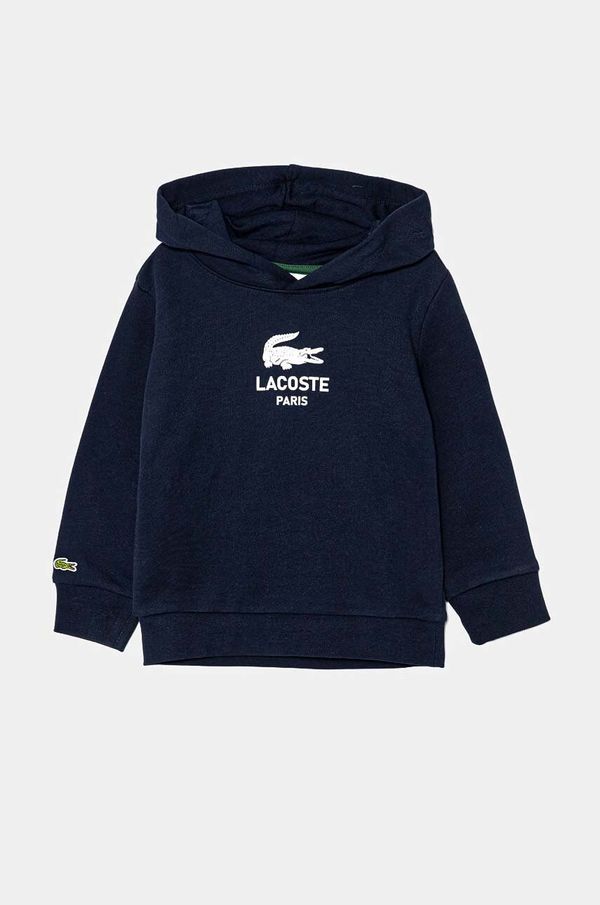 Lacoste Dječja pamučna dukserica Lacoste boja: tamno plava, s tiskom, SJ3004