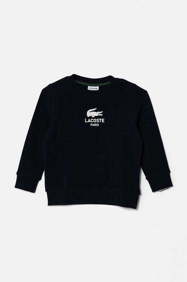 Lacoste Dječja pamučna dukserica Lacoste boja: tamno plava, s tiskom, SJ3005