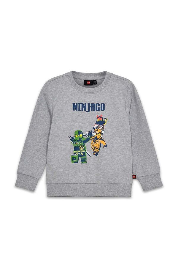 Lego Dječja pamučna dukserica Lego boja: siva, s tiskom