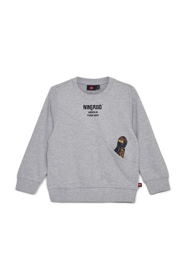 Lego Dječja pamučna dukserica Lego boja: siva, s tiskom