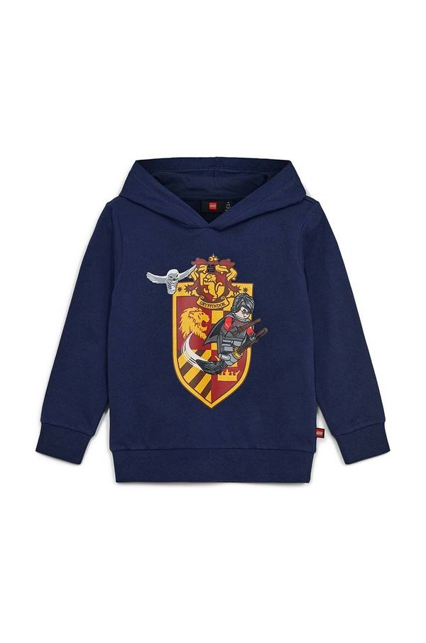 Lego Dječja pamučna dukserica Lego boja: tamno plava, s kapuljačom, s tiskom