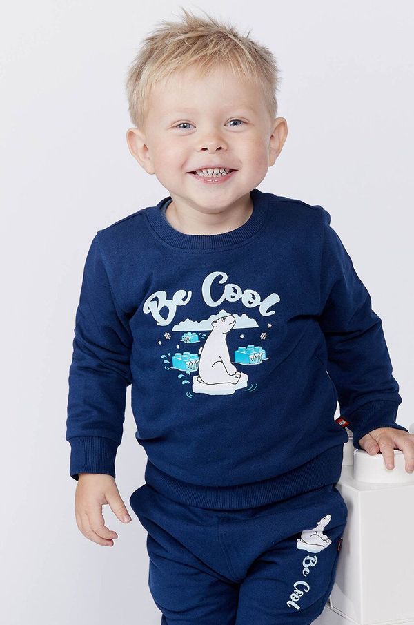 Lego Dječja pamučna dukserica Lego LWSCOPE 600 boja: tamno plava, s tiskom, 12011361