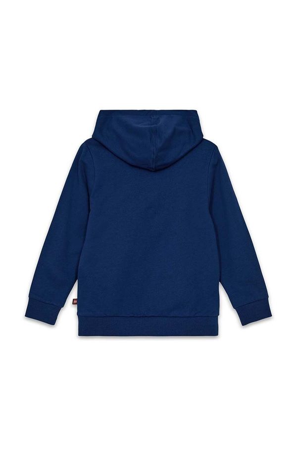 Lego Dječja pamučna dukserica Lego LWSCOUT 602 boja: tamno plava, s kapuljačom, s tiskom, 12011329