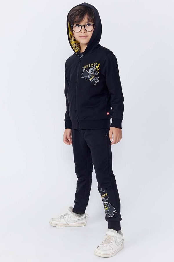 Lego Dječja pamučna dukserica Lego LWSCOUT 605 boja: crna, s kapuljačom, s tiskom, 12011330