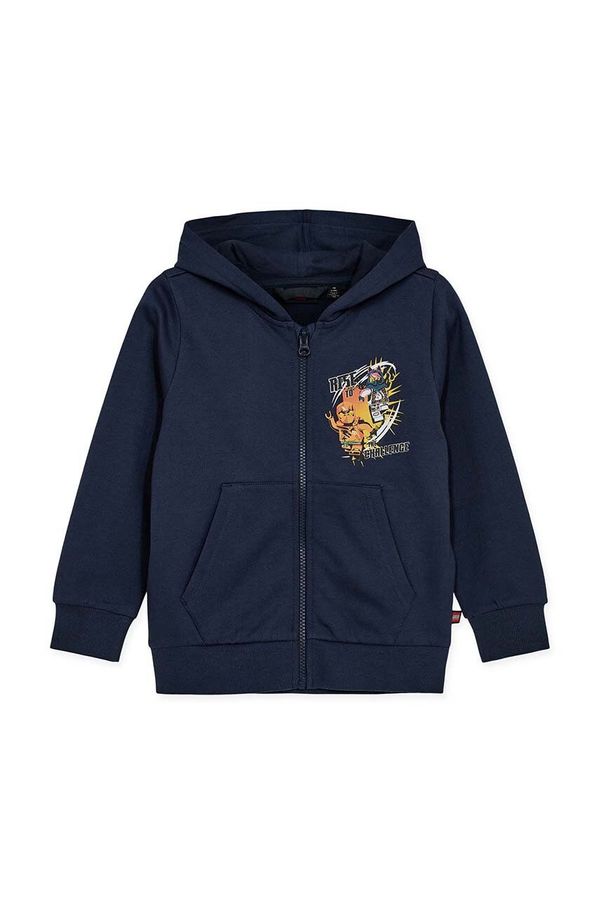 Lego Dječja pamučna dukserica Lego LWSCOUT 613 boja: tamno plava, s kapuljačom, s tiskom, 12011313