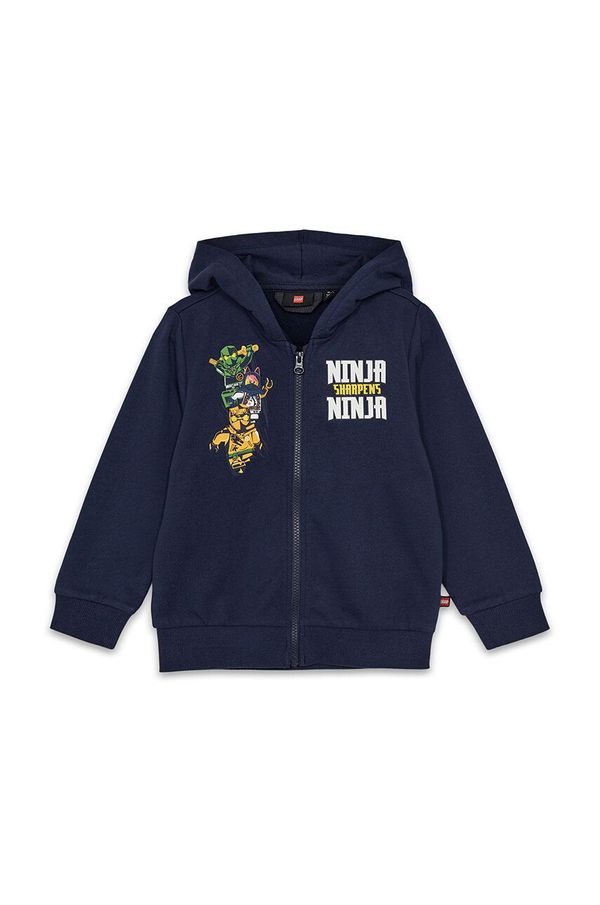 Lego Dječja pamučna dukserica Lego LWSCOUT 700 boja: tamno plava, s kapuljačom, s tiskom, 12011339