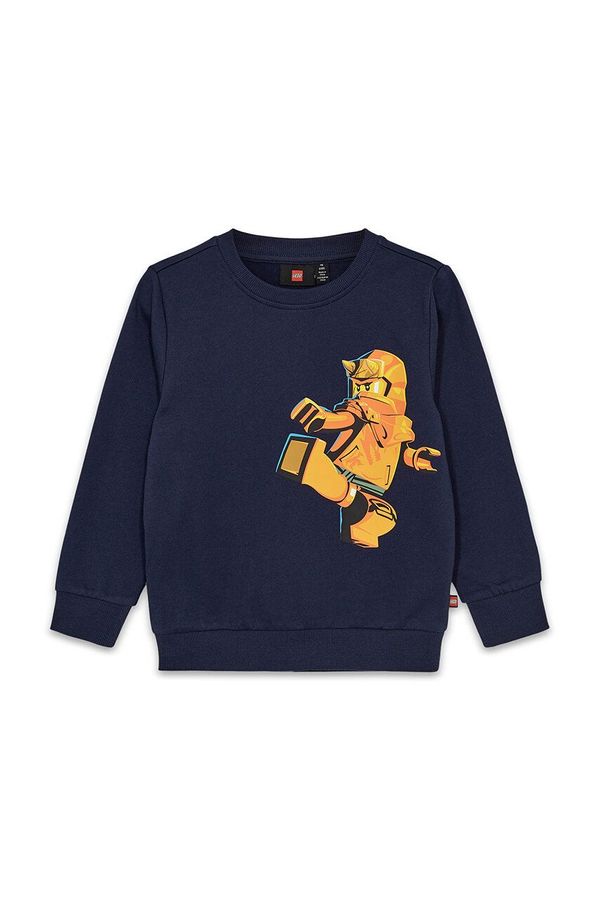 Lego Dječja pamučna dukserica Lego LWSCOUT 704 boja: tamno plava, s tiskom, 12011342