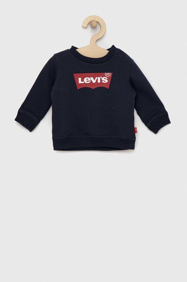 Levi's Dječja pamučna dukserica Levi's boja: tamno plava, s tiskom