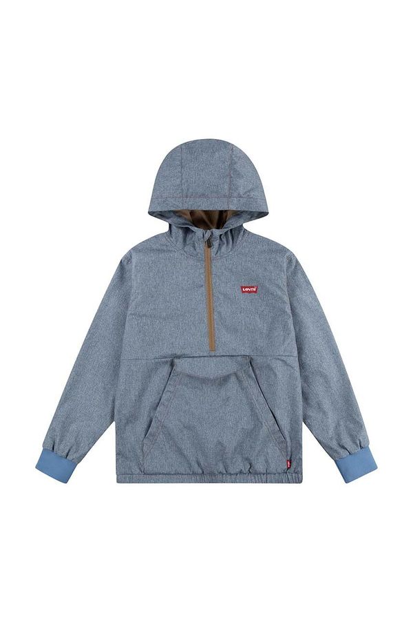 Levi's Dječja pamučna dukserica Levi's LVB CHAMBRAY ANORAK s kapuljačom, bez uzorka