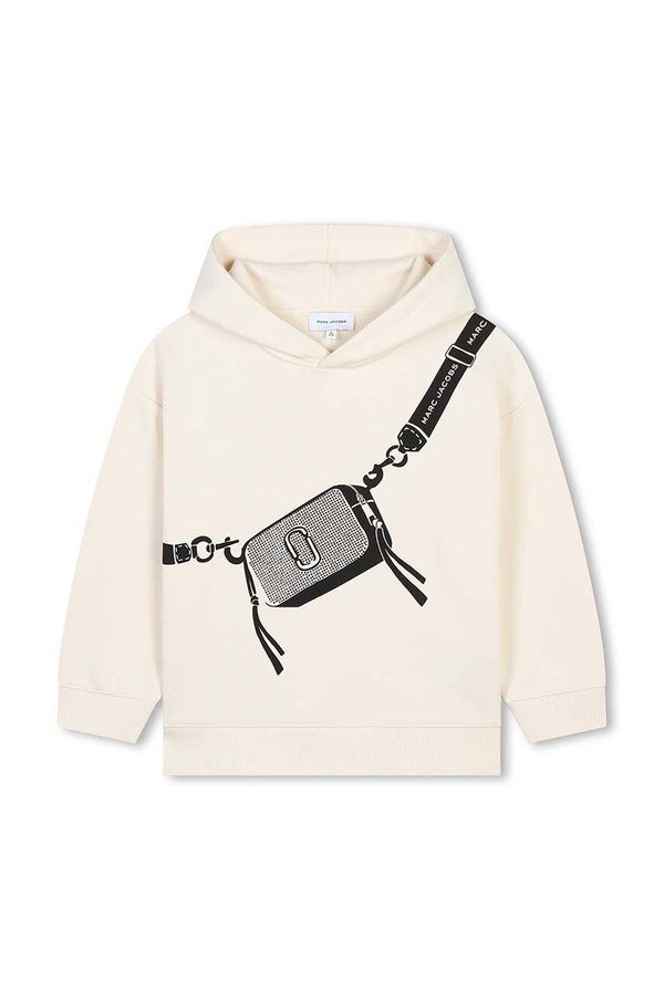 Marc Jacobs Dječja pamučna dukserica Marc Jacobs boja: bež, s kapuljačom, s tiskom, W60387