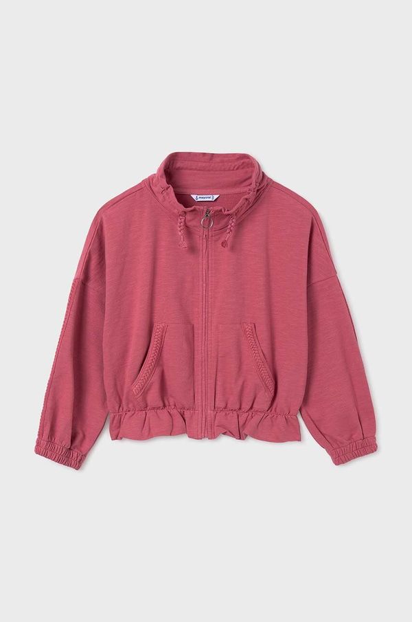 Mayoral Dječja pamučna dukserica Mayoral boja: ružičasta, bez uzorka