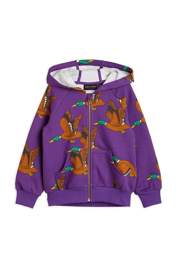 Mini Rodini Dječja pamučna dukserica Mini Rodini boja: ljubičasta, s kapuljačom, s uzorkom