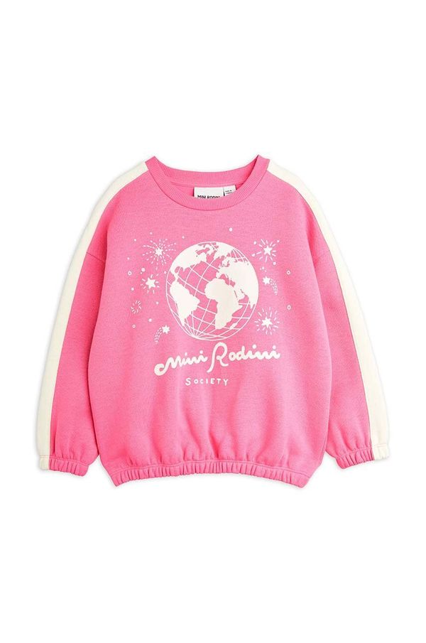 Mini Rodini Dječja pamučna dukserica Mini Rodini boja: ružičasta, s tiskom, 2472011928