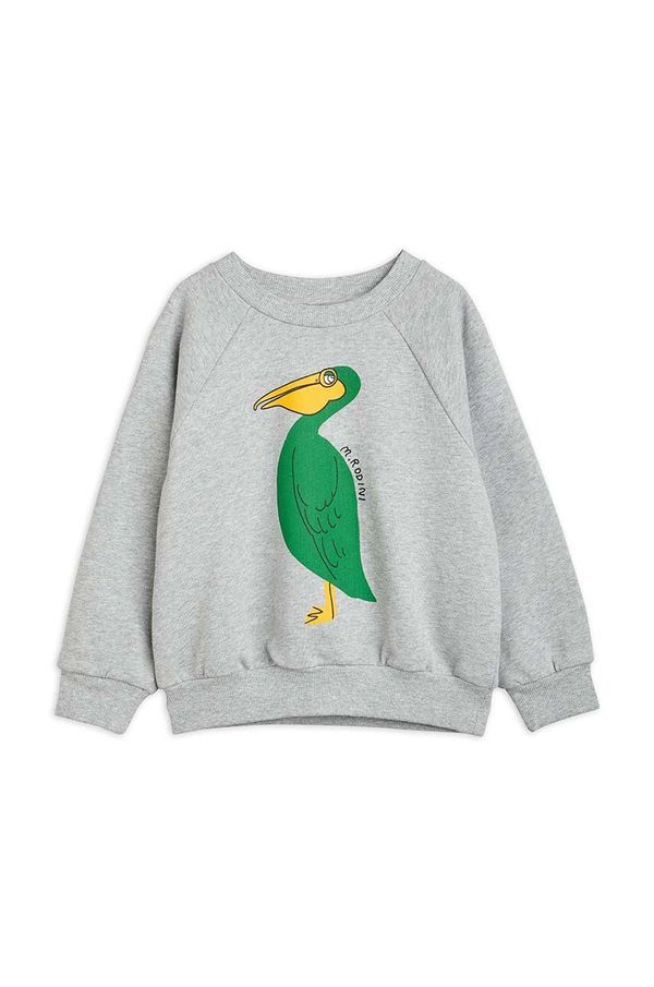 Mini Rodini Dječja pamučna dukserica Mini Rodini boja: siva, s tiskom