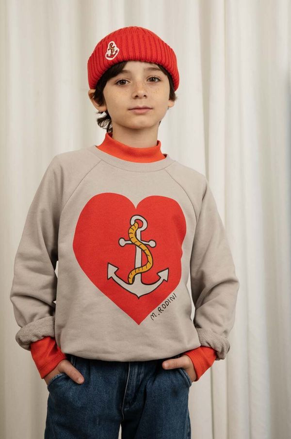 Mini Rodini Dječja pamučna dukserica Mini Rodini boja: siva, s tiskom