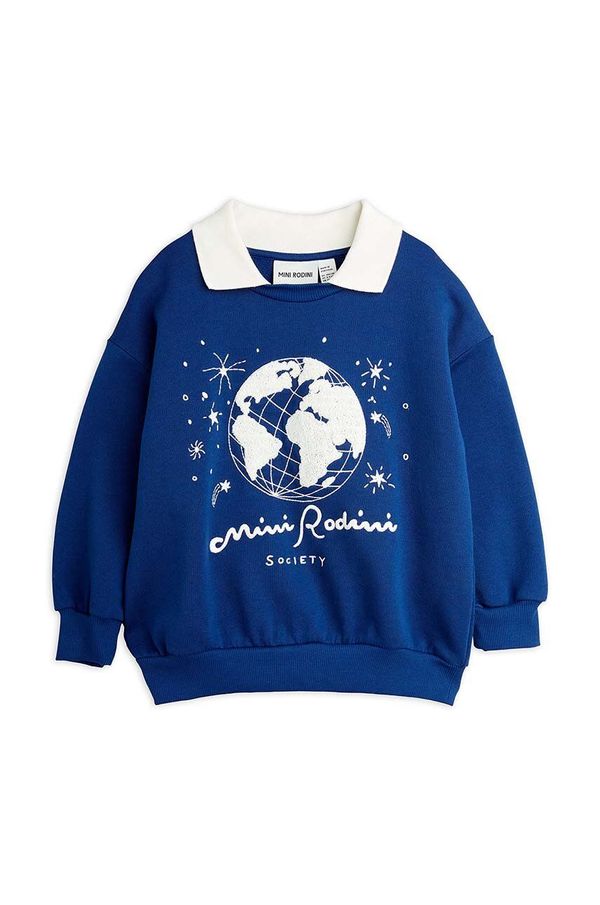 Mini Rodini Dječja pamučna dukserica Mini Rodini boja: tamno plava, s tiskom, 2472011860