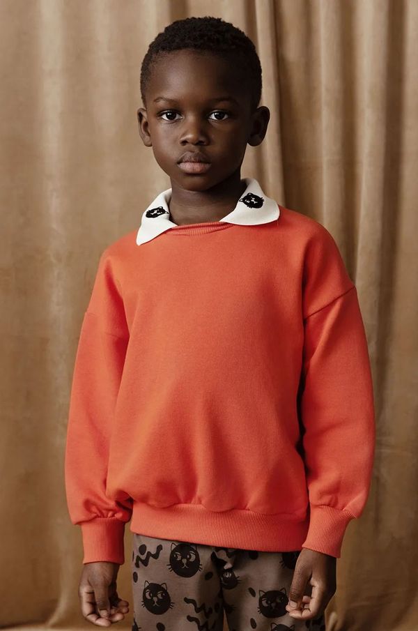 Mini Rodini Dječja pamučna dukserica Mini Rodini Cats boja: narančasta, bez uzorka, 2512013642