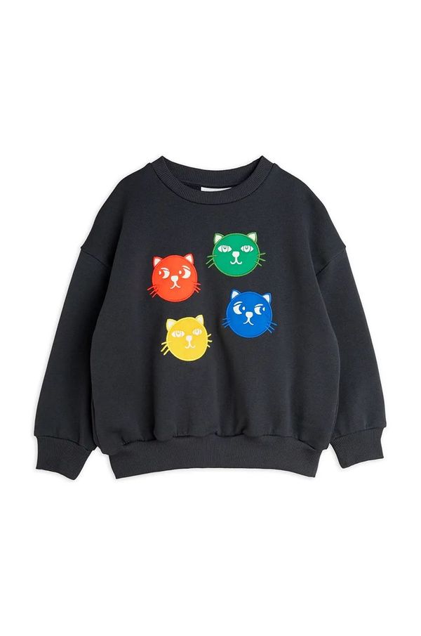Mini Rodini Dječja pamučna dukserica Mini Rodini Cool cats boja: crna, s tiskom, 2512011999