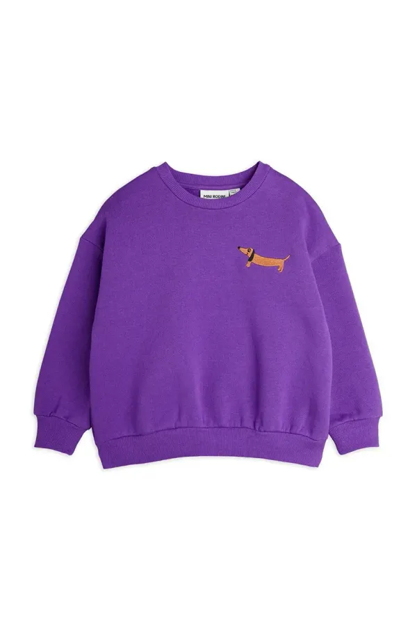 Mini Rodini Dječja pamučna dukserica Mini Rodini Dog boja: ljubičasta, bez uzorka, 2472013445