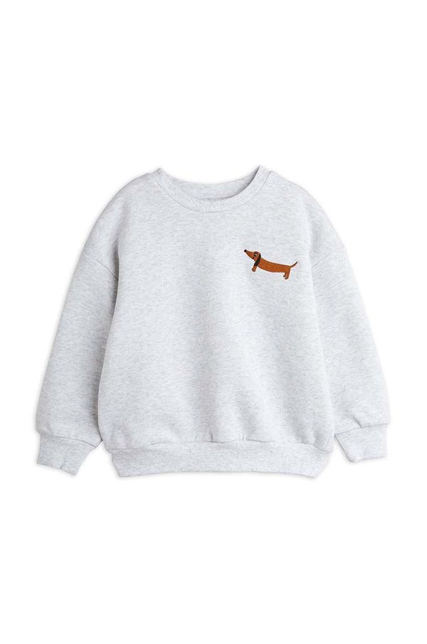 Mini Rodini Dječja pamučna dukserica Mini Rodini Dog boja: siva, s aplikacijom, 2472013494