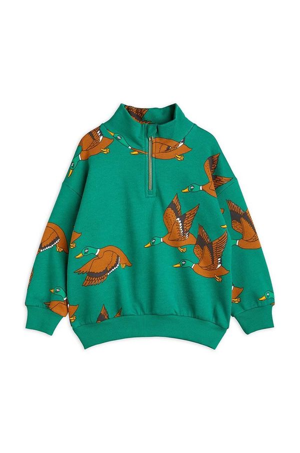 Mini Rodini Dječja pamučna dukserica Mini Rodini Ducks boja: zelena, s uzorkom, 2272000975