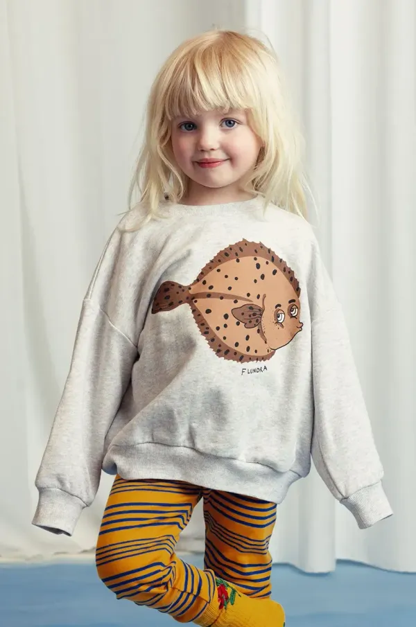 Mini Rodini Dječja pamučna dukserica Mini Rodini Flundra boja: siva, s tiskom, 2522012894