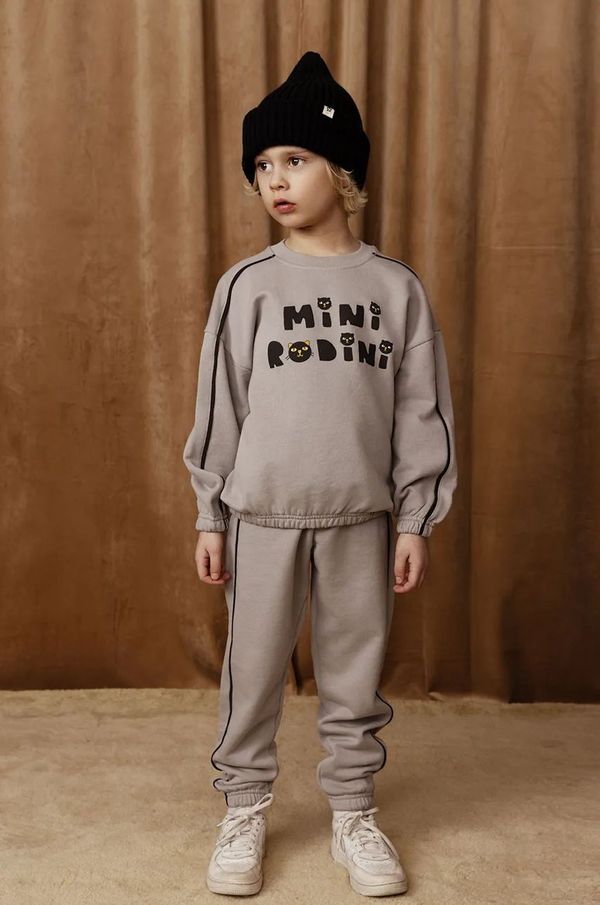 Mini Rodini Dječja pamučna dukserica Mini Rodini Mini Rodini Cats boja: siva, s tiskom, 2512010597