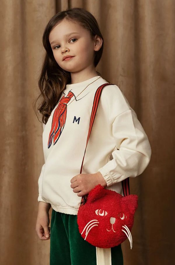 Mini Rodini Dječja pamučna dukserica Mini Rodini Scarf boja: bež, s tiskom, 2512011111