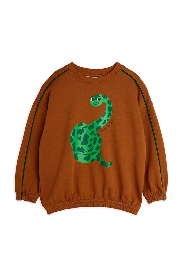 Mini Rodini Dječja pamučna dukserica Mini Rodini Snake boja: smeđa, s tiskom, 2512013916