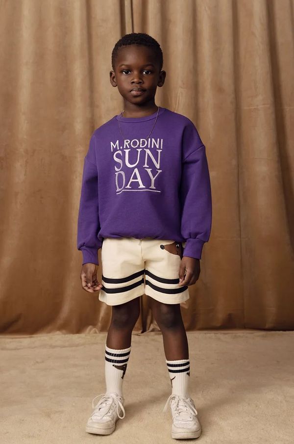 Mini Rodini Dječja pamučna dukserica Mini Rodini Sunday boja: ljubičasta, s tiskom, 2512011445
