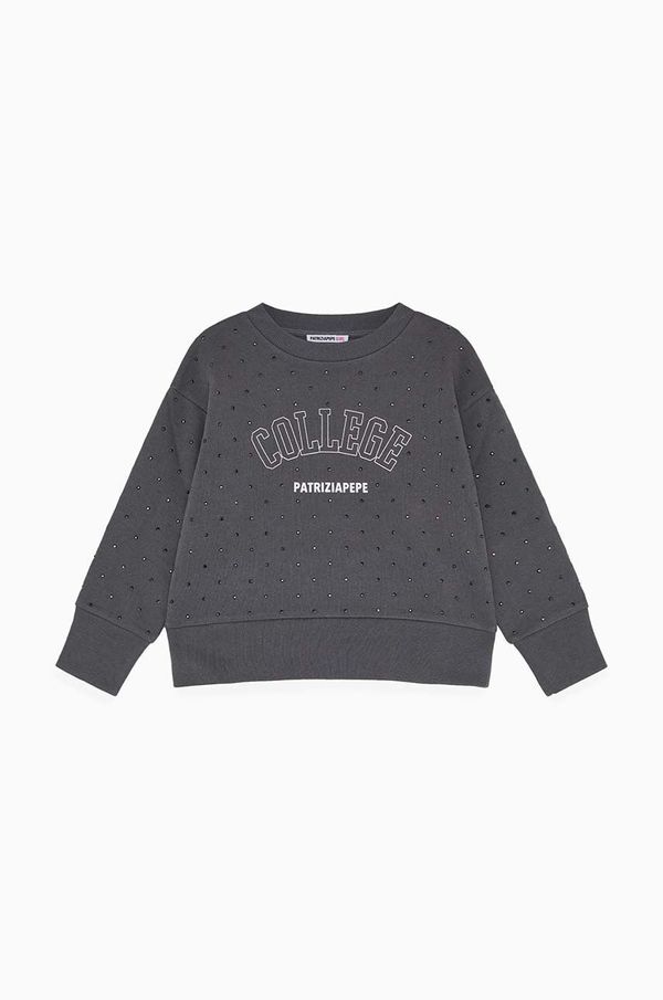 Patrizia Pepe Dječja pamučna dukserica Patrizia Pepe J046 boja: bež, s aplikacijom, 7M0822