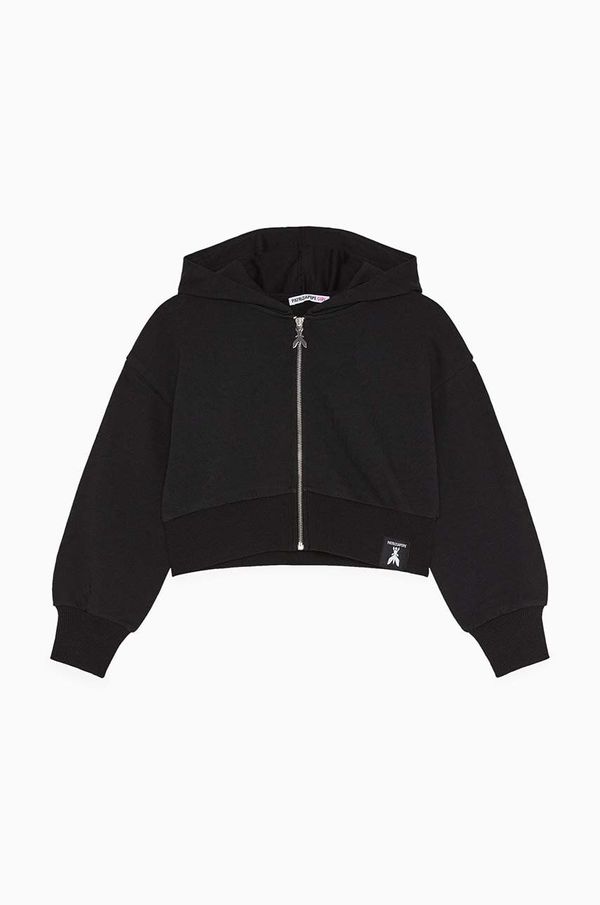 Patrizia Pepe Dječja pamučna dukserica Patrizia Pepe J046 boja: crna, s kapuljačom, bez uzorka, 7M0823