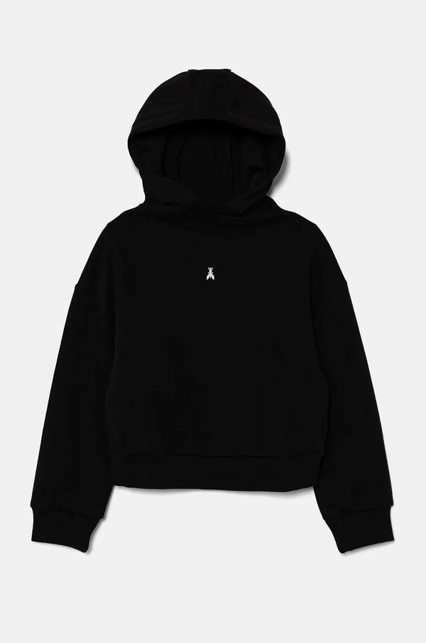 Patrizia Pepe Dječja pamučna dukserica Patrizia Pepe J046 boja: crna, s kapuljačom, bez uzorka, 7M0857