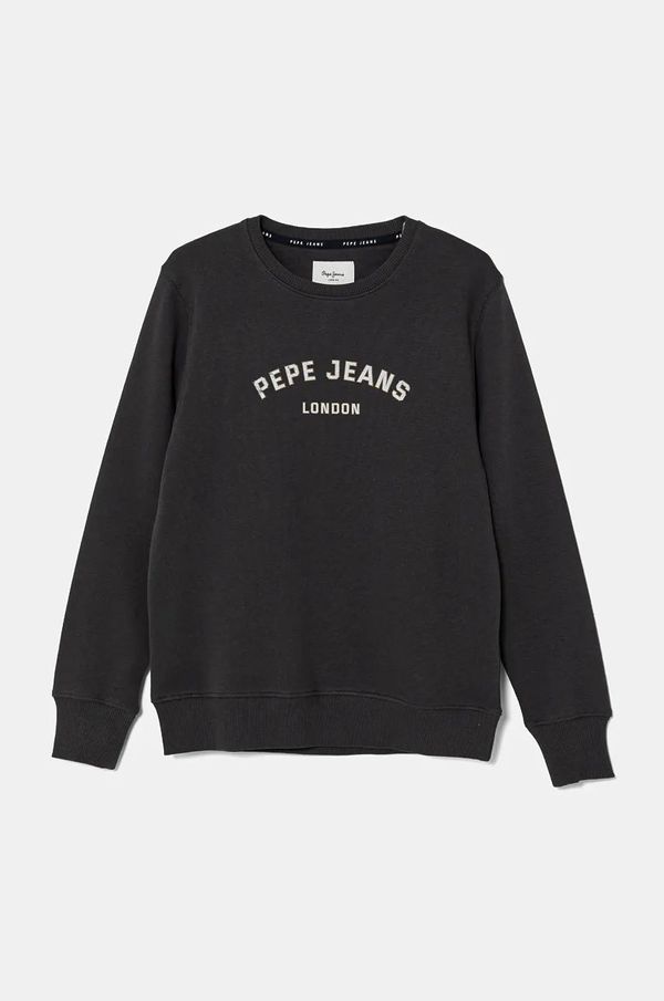 Pepe Jeans Dječja pamučna dukserica Pepe Jeans ALDRIDGE CREW boja: siva, s tiskom, PB581622