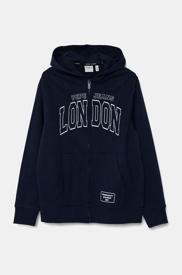 Pepe Jeans Dječja pamučna dukserica Pepe Jeans BALEY ZIP s kapuljačom, s tiskom, PB581617