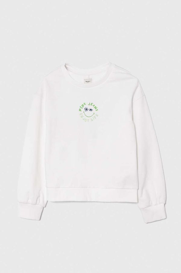Pepe Jeans Dječja pamučna dukserica Pepe Jeans OMARA boja: bijela, s tiskom