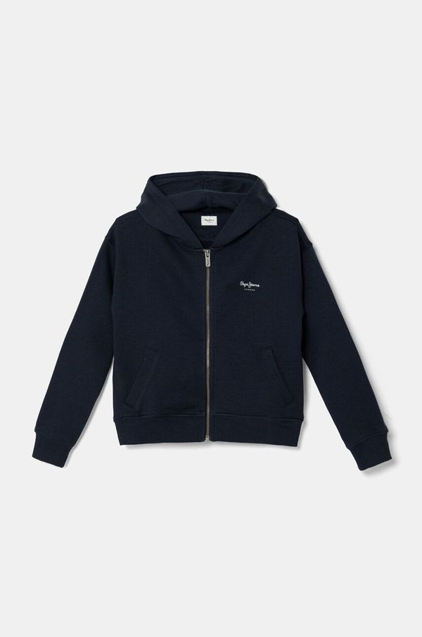 Pepe Jeans Dječja pamučna dukserica Pepe Jeans VICKY boja: tamno plava, s kapuljačom, s tiskom, PG581337