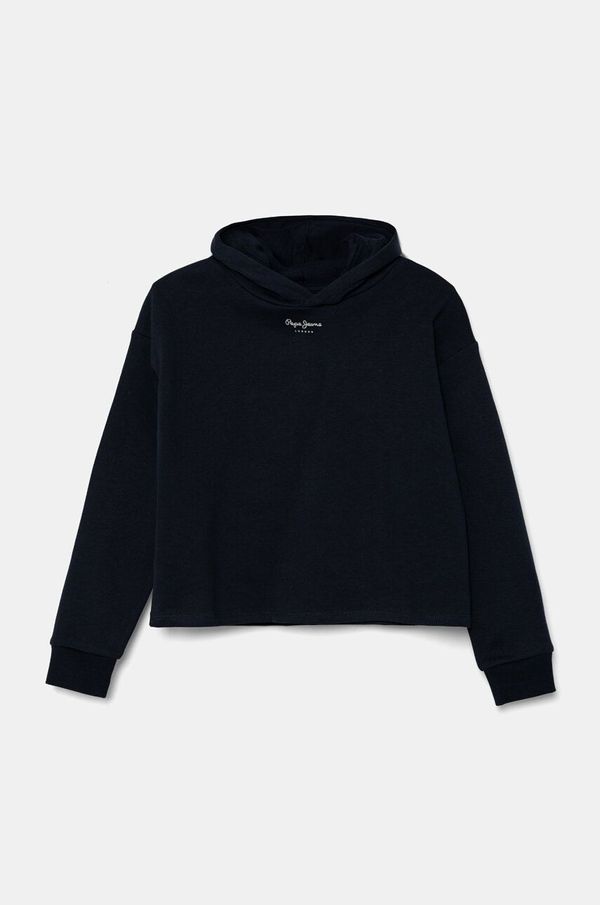 Pepe Jeans Dječja pamučna dukserica Pepe Jeans VICTORIA boja: tamno plava, s kapuljačom, bez uzorka, PG581330