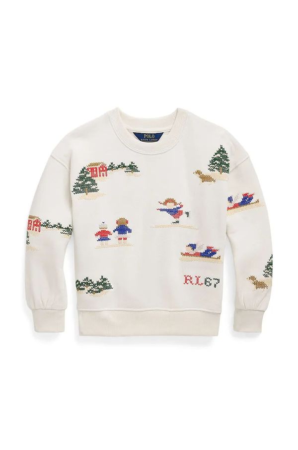 Polo Ralph Lauren Dječja pamučna dukserica Polo Ralph Lauren boja: bež, s tiskom, 312952129001