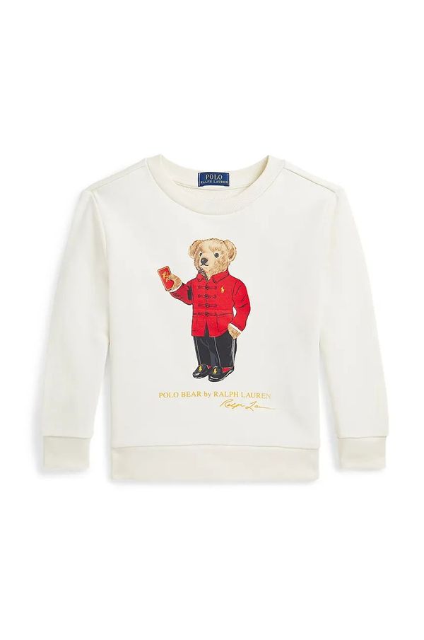Polo Ralph Lauren Dječja pamučna dukserica Polo Ralph Lauren boja: bež, s tiskom, 322961412001