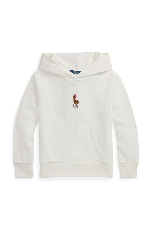 Polo Ralph Lauren Dječja pamučna dukserica Polo Ralph Lauren boja: bijela, s kapuljačom, s aplikacijom, 313844838019