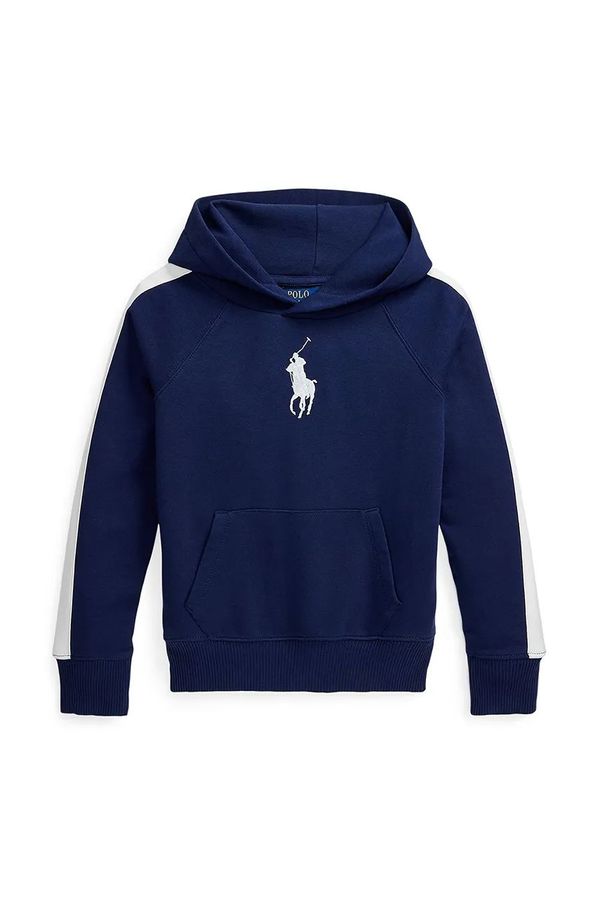 Polo Ralph Lauren Dječja pamučna dukserica Polo Ralph Lauren boja: tamno plava, s kapuljačom, bez uzorka, 313957348002