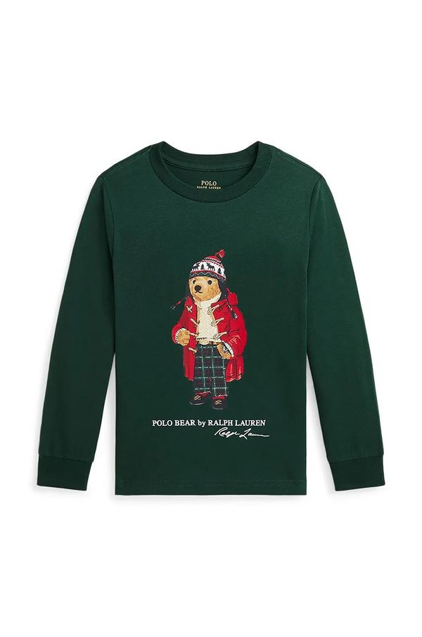 Polo Ralph Lauren Dječja pamučna dukserica Polo Ralph Lauren boja: zelena, s tiskom, 322883620009