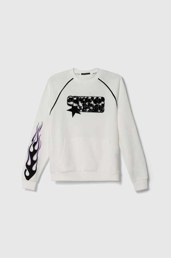 Sisley Dječja pamučna dukserica Sisley boja: bijela, s aplikacijom